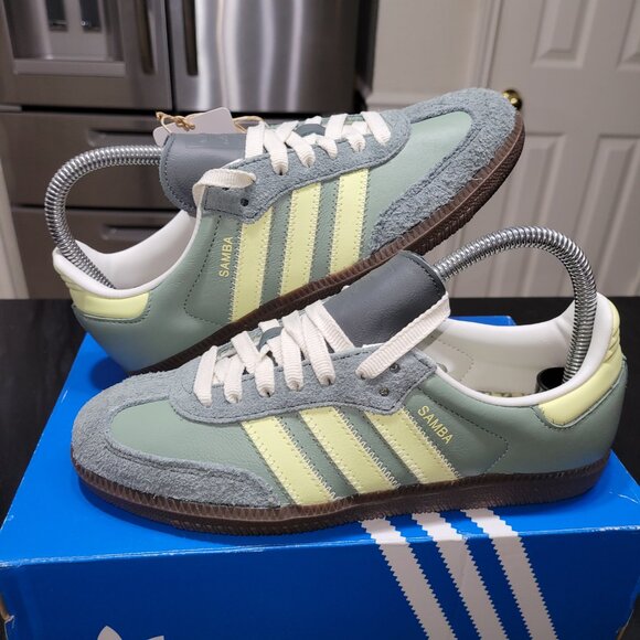 Adidas Samba OG Originals Women's Size 6 Silver Green Legend Ivy Sneakers JI1863 - Picture 11 of 16